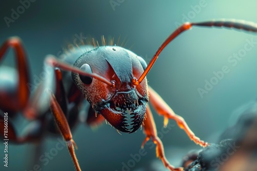 Hardworking Ant forest insect macro. Small bug. Generate Ai © anatolir