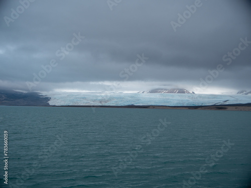 Beautiful view of glaciers in the sea in Svalbard, Spitsbergen