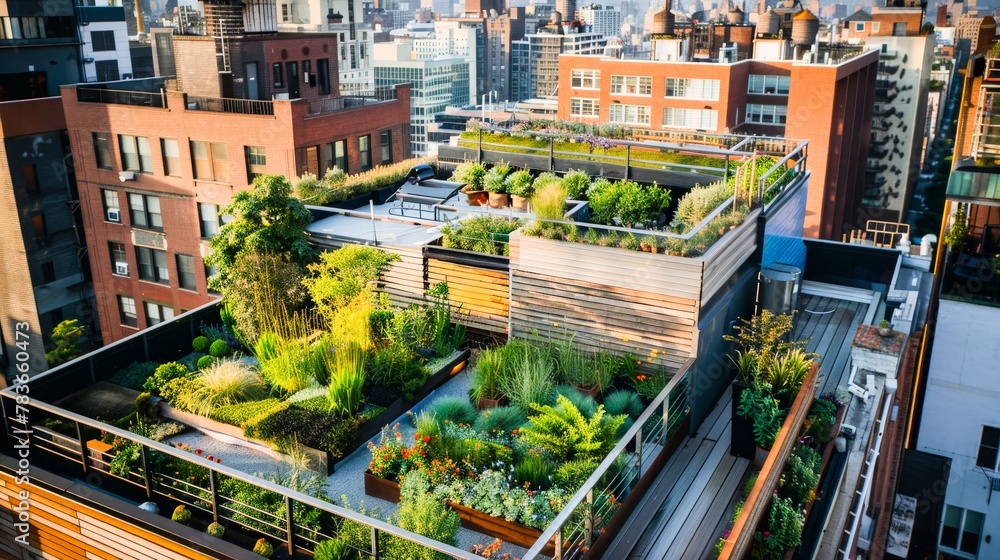 A rooftop garden in an urban setting, showcasing how city dwellers are turning to gardening to reconnect with nature.