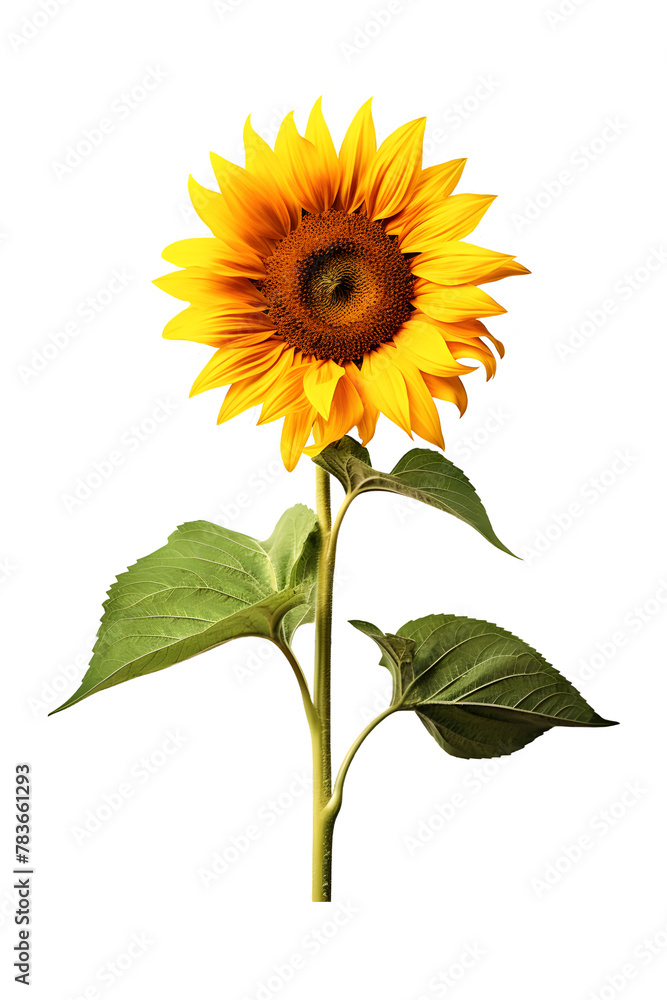 Fototapeta premium Sunflower isolated on transparent background, PNG. Beautiful sunflower for card, logo, scrapbooking, decor