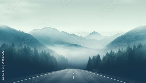 A road with a mountain range in the background