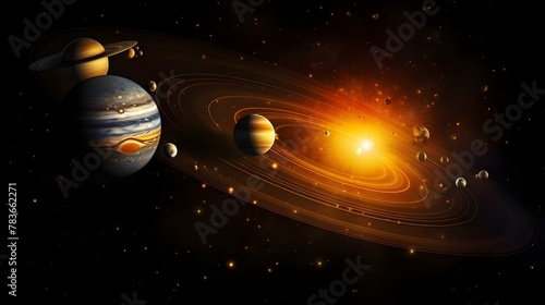solar system with planets and sun in the background