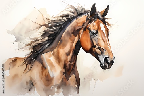 a drawing of a horse with a brown and black mane.