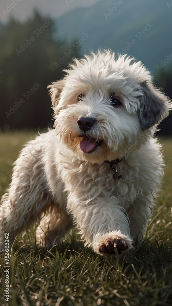 Cute old English sheep dog puppy