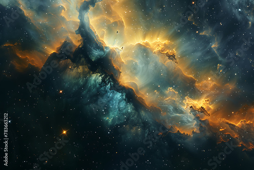 Mesmerizing digital artwork of deep space, featuring vibrant nebulae and distant galaxies in a swirling cosmic expanse, perfect for captivating sci-fi backgrounds and cosmic-themed designs © Evhen Pylypchuk