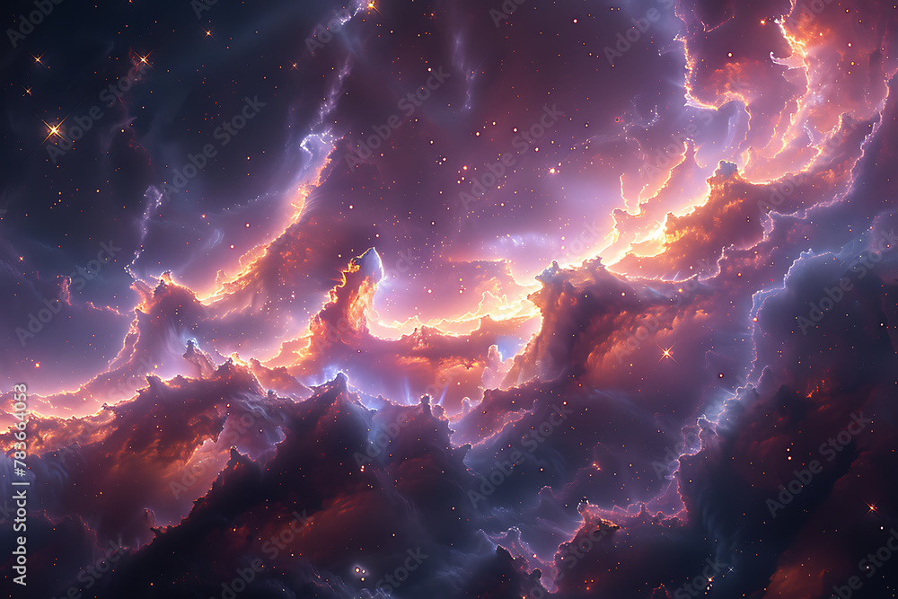 Vibrant digital rendering of deep space featuring a mesmerizing nebula and distant galaxies, perfect for creating cosmic-themed wallpapers and stunning sci-fi visuals
