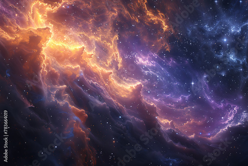A captivating deep space wallpaper showcasing distant galaxies, radiant nebulae, and twinkling stars, offering a mesmerizing glimpse into the mysterious and enchanting wonders of the universe © Evhen Pylypchuk