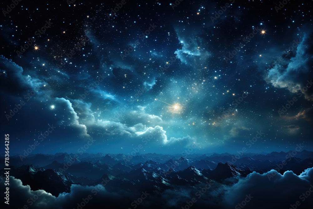 A night sky filled with stars and clouds.