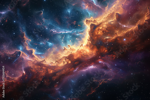 Stunning digital artwork of deep space  featuring a captivating blend of swirling galaxies and vibrant nebulae  perfect for celestial-themed backgrounds and sci-fi-inspired designs