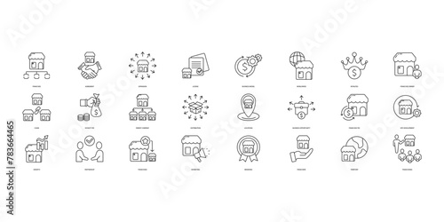 Franchise icons set. Set of editable stroke icons.Vector set of Franchise