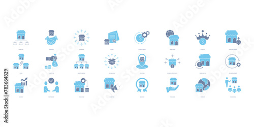 Franchise icons set. Set of editable stroke icons.Vector set of Franchise