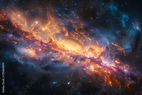 Stunning digital artwork of deep space  featuring a captivating blend of swirling galaxies and vibrant nebulae  perfect for celestial-themed backgrounds and sci-fi-inspired designs