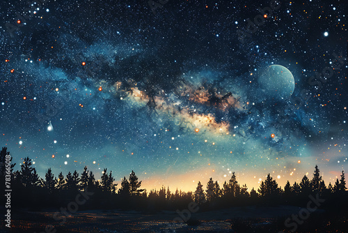 An awe-inspiring deep space wallpaper featuring galaxies, nebulae, and stars, providing a mesmerizing glimpse into the cosmic wonders of the universe with ethereal beauty photo