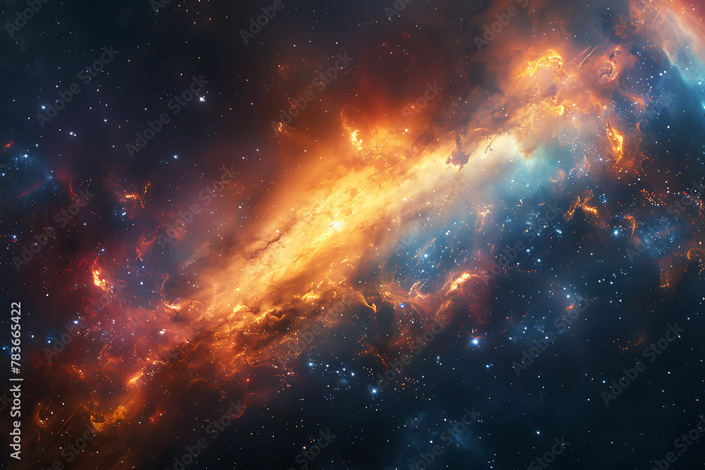An awe-inspiring deep space wallpaper featuring galaxies, nebulae, and stars, providing a mesmerizing glimpse into the cosmic wonders of the universe with ethereal beauty - obrazy, fototapety, plakaty 