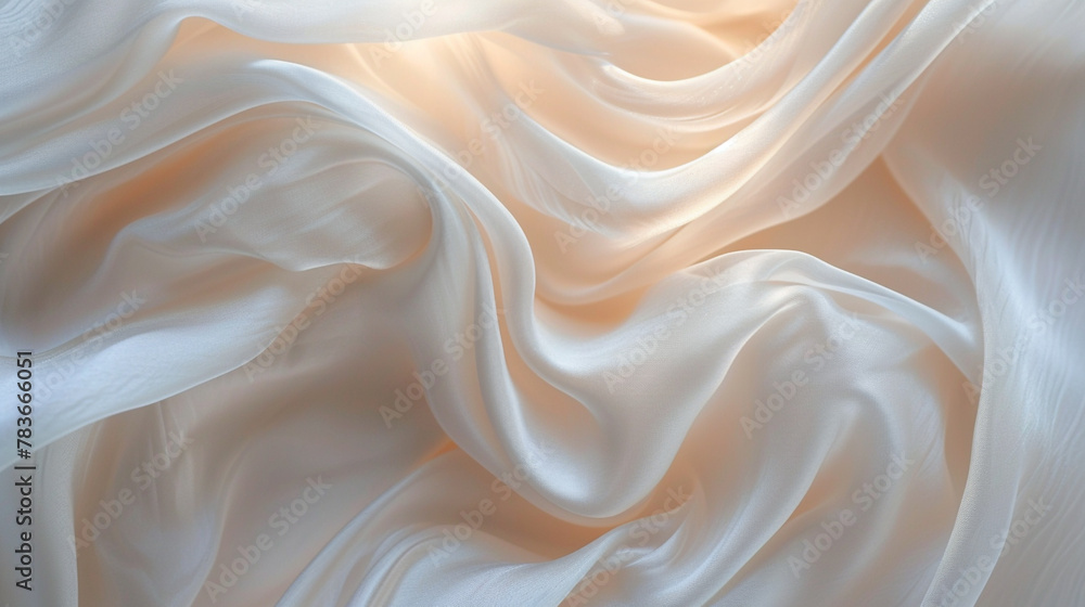 A dynamic shot of cascading silk fabric, showcasing its fluid and graceful movement.