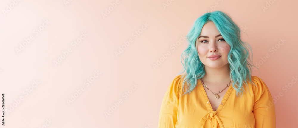 Beautiful Plus Size Caucasian Woman with Blue Hair, Studio Shot. Confident, Outgoing, Smiling. Mom, Successful Entrepreneur, Educated Professional. Equality, Diversity, Empowerment, Self Expression Beautiful Plus Size Caucasian Woman with Blue Hair, Studio Shot. Confident, Outgoing, Smiling. Mom, Successful Entrepreneur, Educated Professional. Equality, Diversity, Empowerment, Self Expression