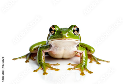 Ai Illustration Of A Frog, Isolated On White Reflective Surface