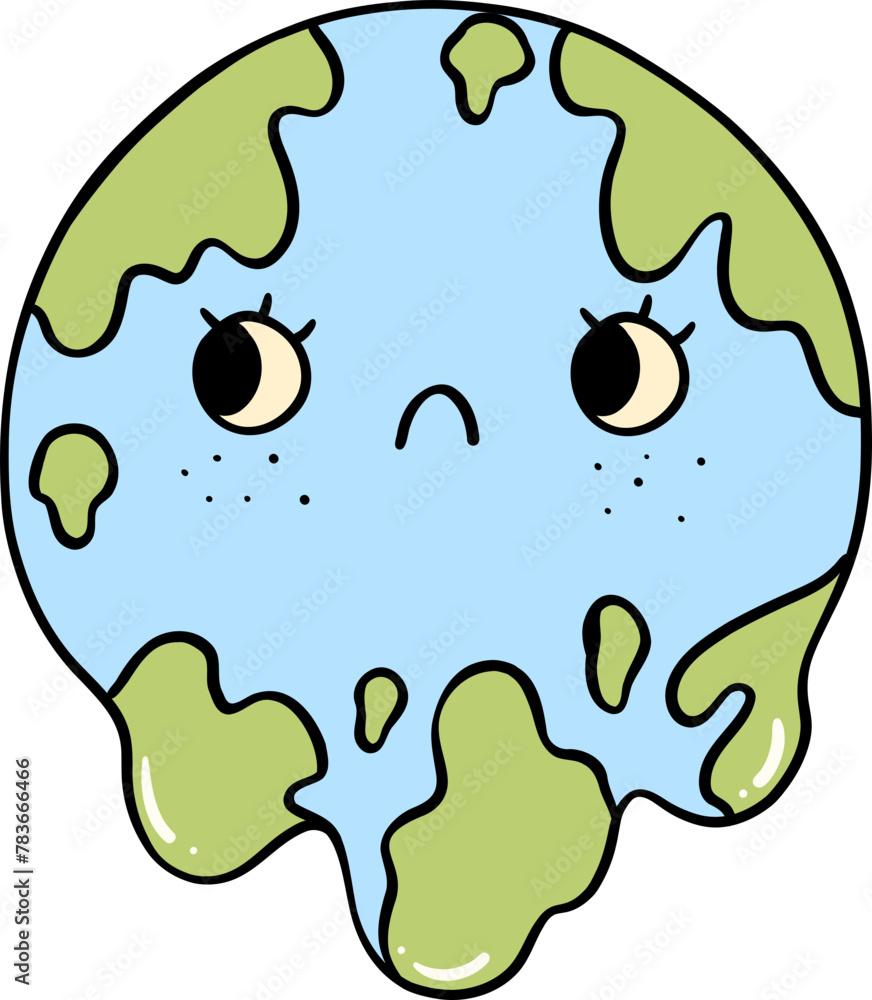 Retro Earth Day planet melted Pastel Doodle Drawing Cartoon Retro Earth Day planet melted Pastel Doodle Drawing Cartoon