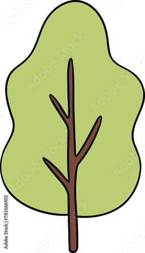 Retro Earth Day tree Pastel Doodle Drawing Cartoon 