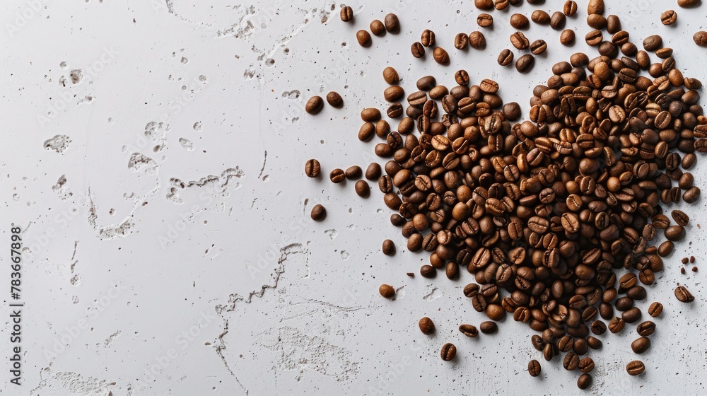 Heart-shaped arrangement of coffee beans with splash on white surface, banner, copy space Heart-shaped arrangement of coffee beans with splash on white surface, banner, copy space