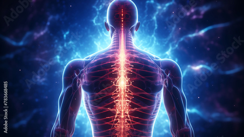 Vital Glow: Human Anatomy with a Luminous Nervous System
