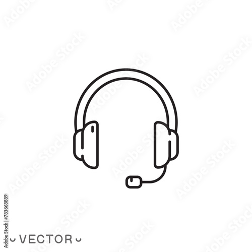 support service icon, customer advice hotline, call center help, thin line symbols isolated on white background, editable stroke eps 10 vector illustration