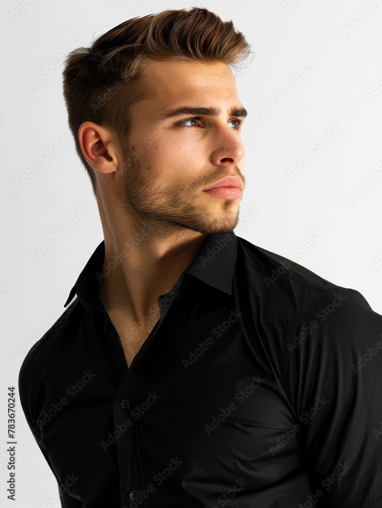 Handsome muscular manly male model, brutal, 30 year old, short brown hair Handsome muscular manly male model, brutal, 30 year old, short brown hair
