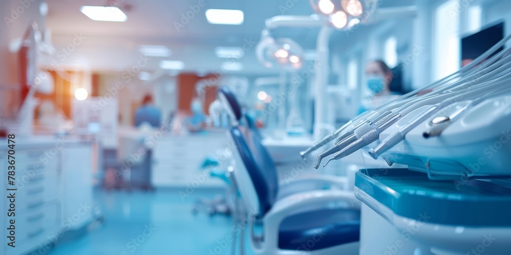 Modern dental clinic equipped with advanced tools where patients receive dental care and treatments in a bright and sterile environment during daytime hours Modern dental clinic equipped with advanced tools where patients receive dental care and treatments in a bright and sterile environment during daytime hours