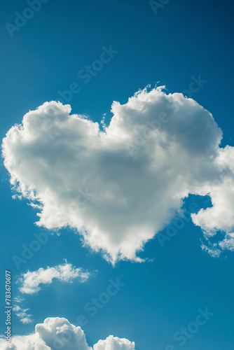 Heart-shaped cloud formation in clear blue sky.