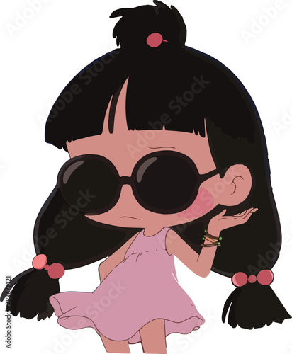 Adobe IllThese images feature two adorable cartoon characters, both girls with distinctive hairstyles and large sunglasses, conveying playful attitudes and a sense of style.
ustrator Artwork