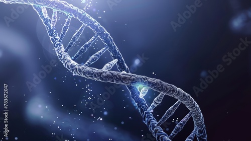 Spiral structure of the DNA helix, pivotal in medical science, genetic biotechnology, and cellular genetics. Medical technology and scientific research.