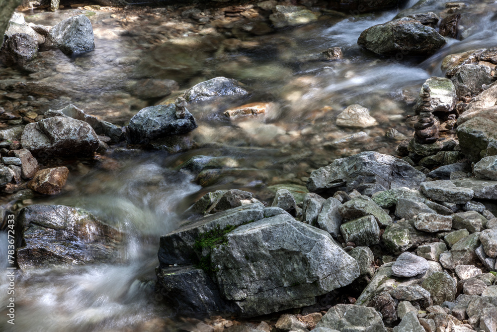 View of the flowing stream in the valley View of the flowing stream in the valley