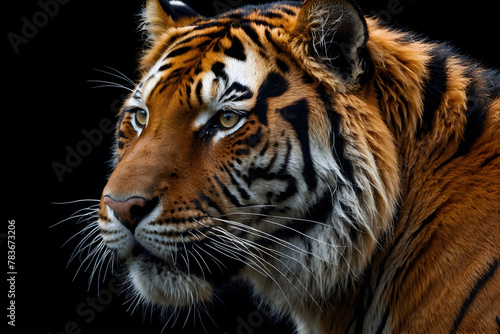 A close up of a tiger with an isolated background