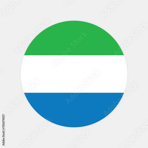 Sierra Leone national flag vector illustration. Sierra Leone Round flag.
 photo