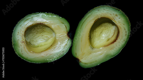 Studio shot of halved avocado