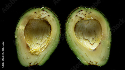 Studio shot of halved avocado