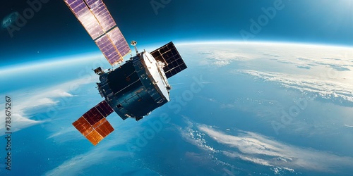 Satellite internet communication. satellite and earth.｜衛星インターネット通信。衛星と地球 photo
