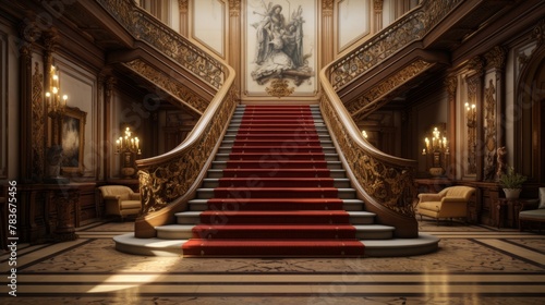 Classic grandeur unfolds in this historical staircase  an interior design marvel in ultra HD.