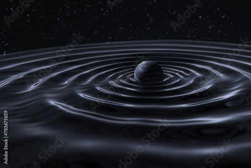 Oscillations in spacetime caused by gravitational waves emitted from a black hole, altering the distances between objects and providing insights into cosmic events.