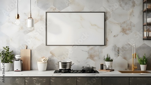 Harmonious Home: Elevating Kitchen Style with Hexagonal Marble Accents