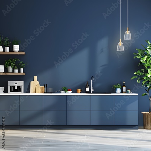 Minimalist Blue: Elevating Kitchen Sophistication