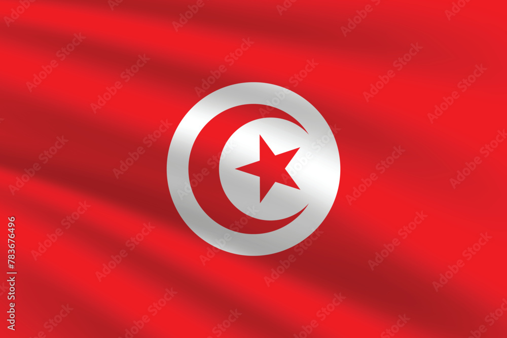 Obraz premium Tunisia flag vector illustration. Tunisia national flag. Waving Tunisia flag. 