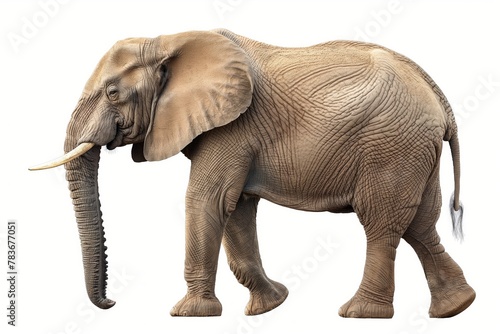 Detailed view of an African elephant, showcasing its textured skin and tusks.