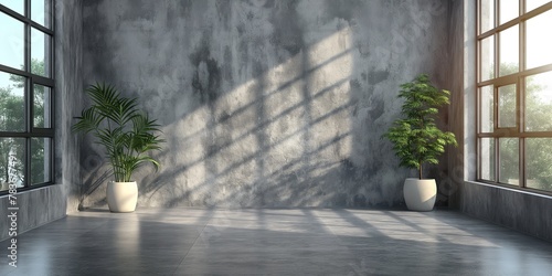 minimal home interior rustic design backdrop with sunlight, shadow and light play backdrop, Generative Ai