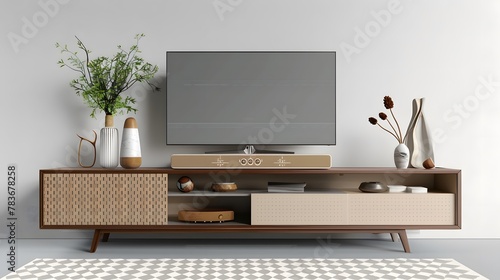 Contemporary Living Room Elegance: TV Cabinet with Chic Decor