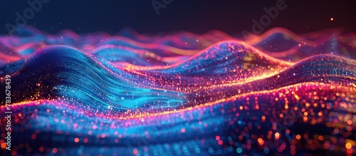 Vibrant Syncwave A Futuristic Digital Landscape of Flowing Data and Interconnected Technological Advancement