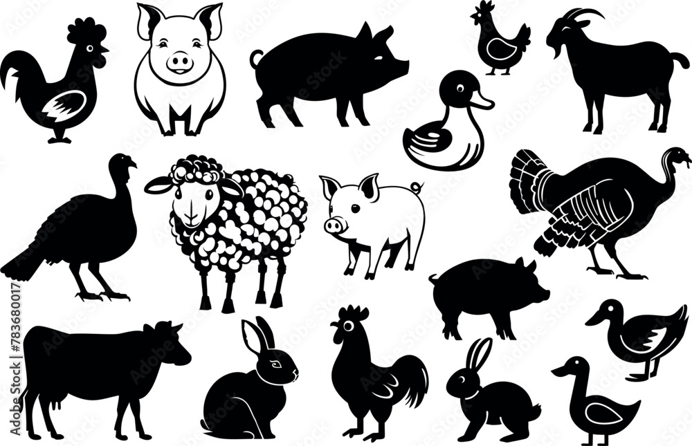 Obraz premium Farm animals bundle