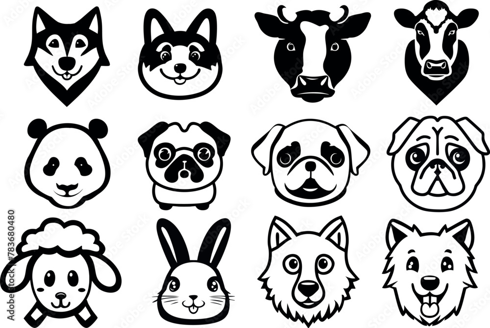 Fototapeta premium Animal face icons