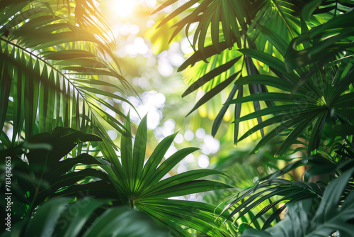 Lush Green Tropical Leaves Basking in Sunlight