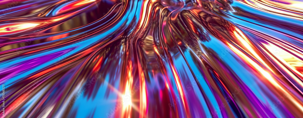 Vibrant Metallic Surface with Colorful Reflections